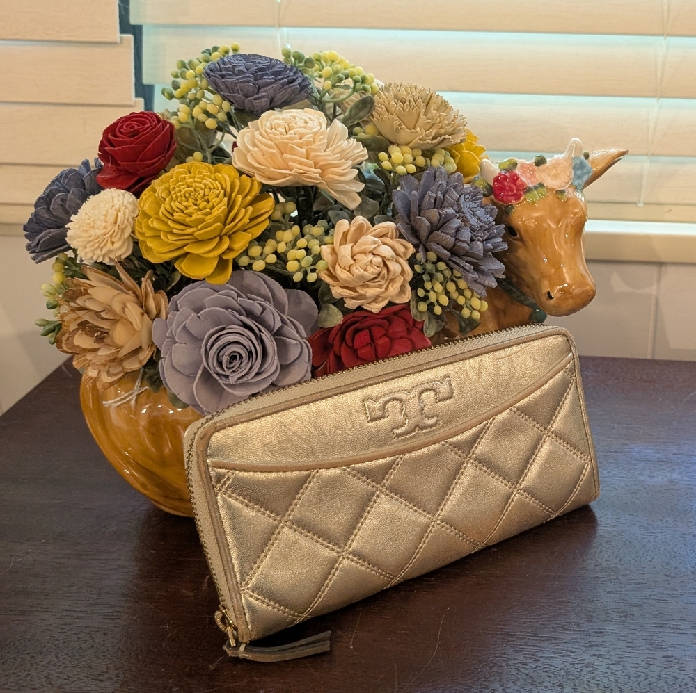 Tory Burch Gold Quilted Women's Wallet